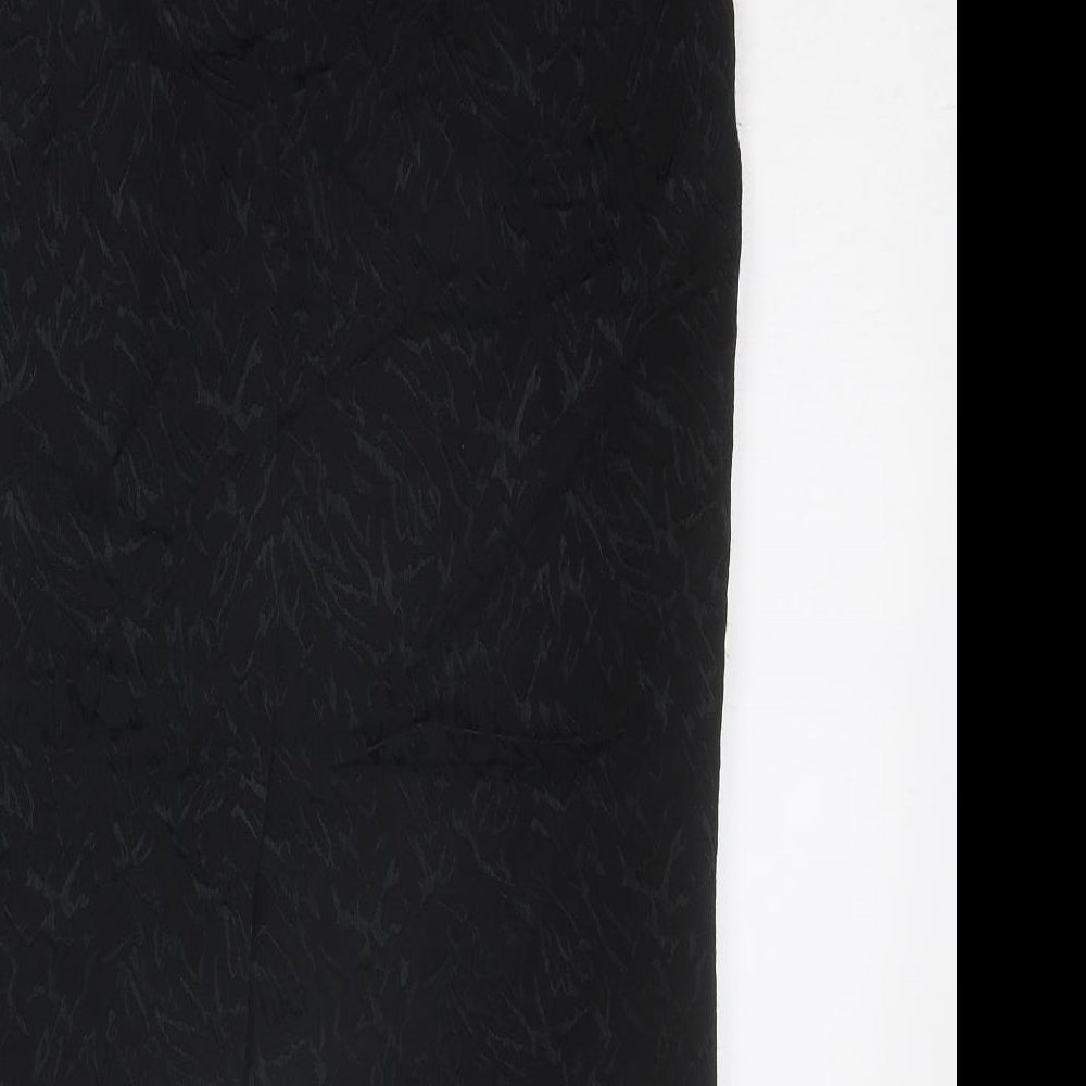 St Michael Womens Black Geometric Viscose A-Line Skirt Size 12 Zip