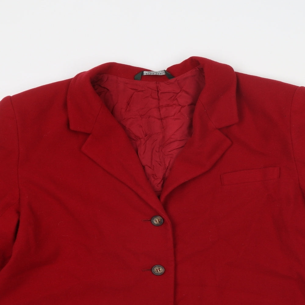 Laura Ashley Womens Red Jacket Blazer Size 14 Button