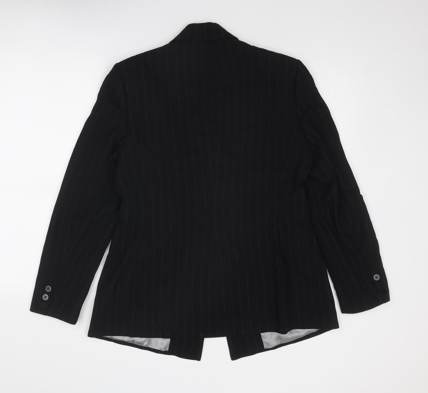 Principles Womens Black Pinstripe Viscose Jacket Blazer Size 14