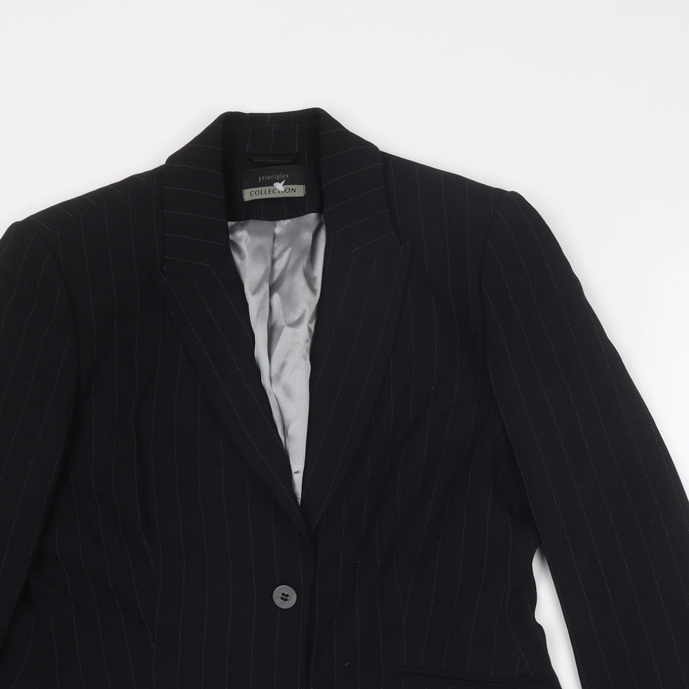 Principles Womens Black Pinstripe Viscose Jacket Blazer Size 14