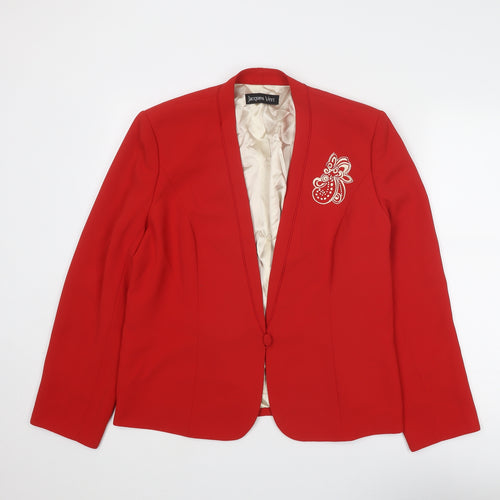 Jacques Vert Womens Red Jacket Blazer Size 18 Button