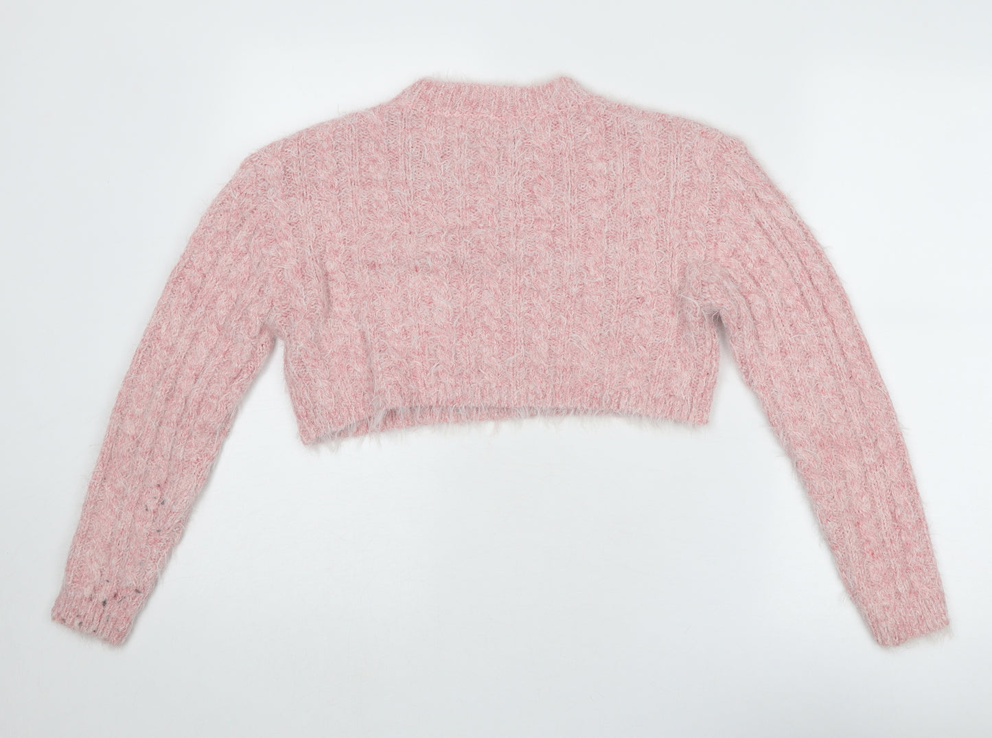Topshop Womens Pink Round Neck Acrylic Pullover Jumper Size S