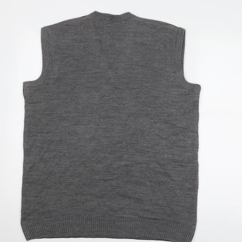 Esquire Mens Grey V-Neck Argyle/Diamond Acrylic Vest Jumper Size XL Sleeveless