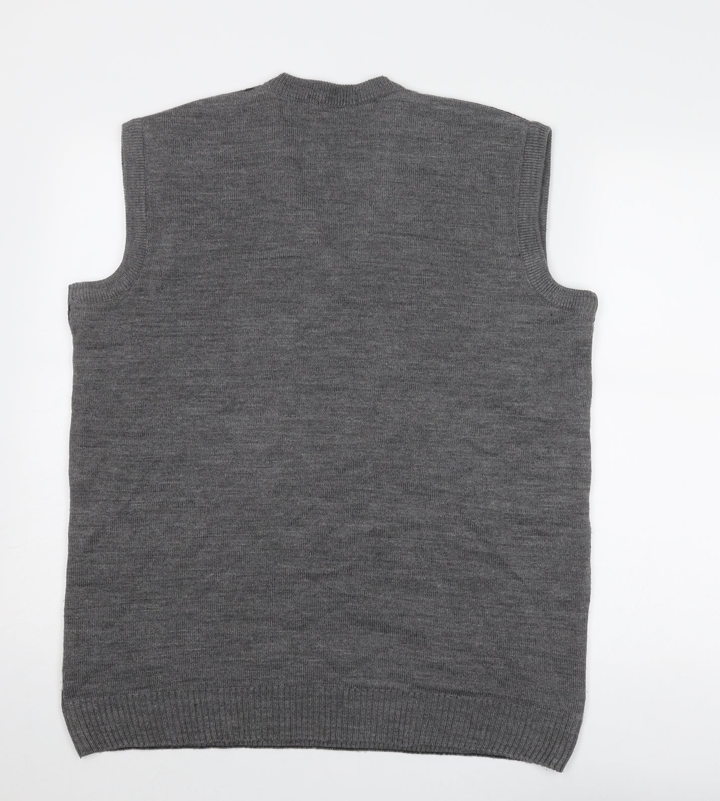 Esquire Mens Grey V-Neck Argyle/Diamond Acrylic Vest Jumper Size XL Sleeveless