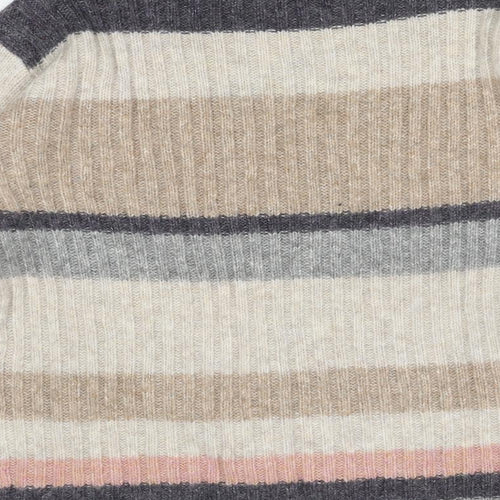 Marks and Spencer Womens Multicoloured High Neck Striped Acrylic Pullover Jumper Size S