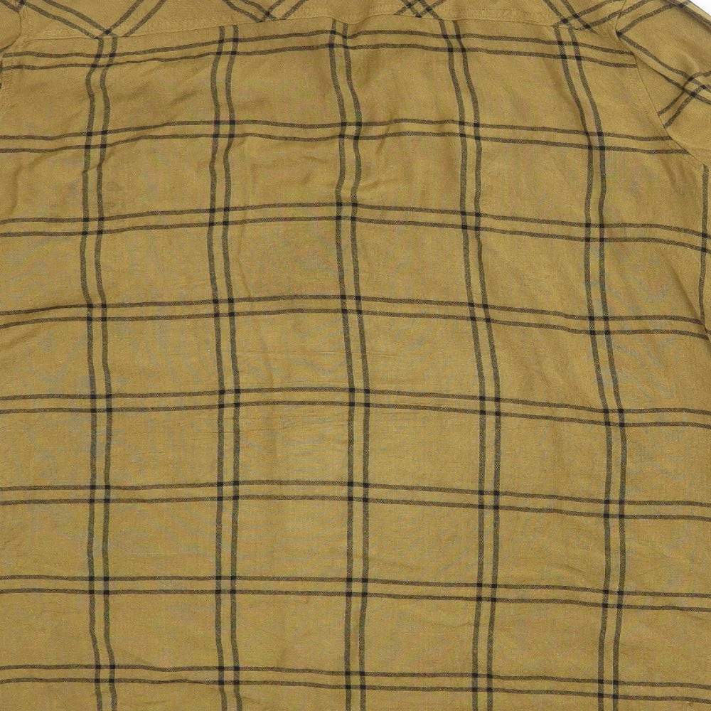 New Look Womens Brown Check Viscose Basic Button-Up Size 16 Collared