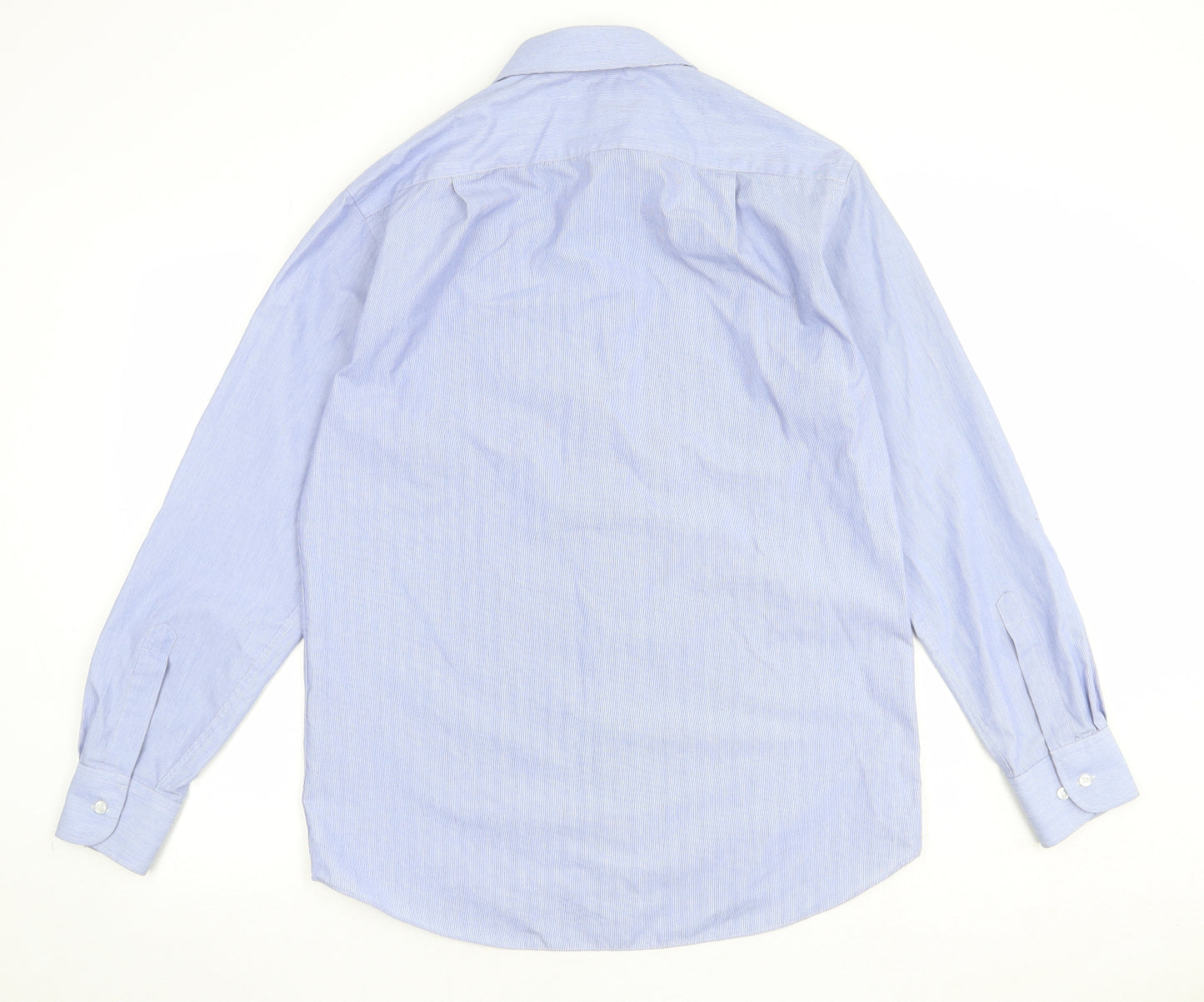 Marks and Spencer Mens Blue Striped Cotton Dress Shirt Size 15.5 Collared Button