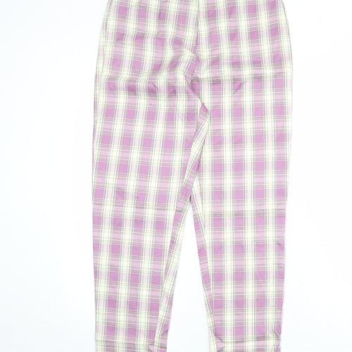 Urban Threads Womens Purple Plaid Polyester Carrot Trousers Size 8 Regular Zip