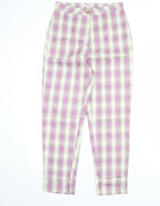 Urban Threads Womens Purple Plaid Polyester Carrot Trousers Size 8 Regular Zip