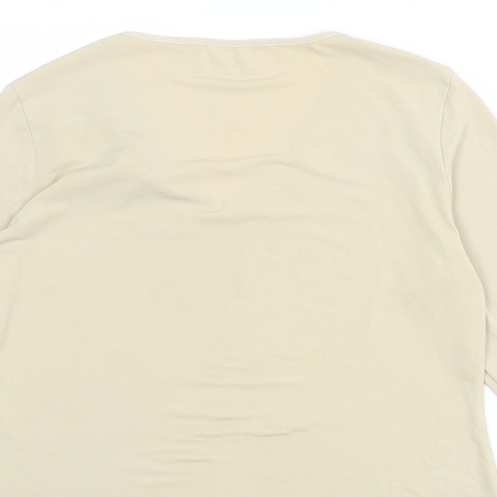 Berkertex Womens Beige Polyester Basic T-Shirt Size 16 V-Neck