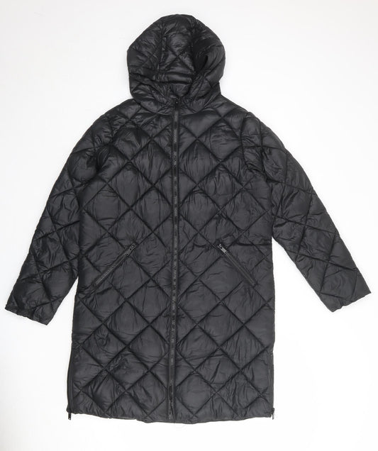 Marks and Spencer Boys Black Quilted Coat Size 13-14 Years Zip