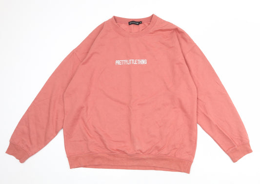 PRETTYLITTLETHING Womens Pink Polyester Pullover Sweatshirt Size XL Pullover