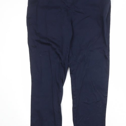 BHS Womens Blue Cotton Carrot Trousers Size 14 Regular Zip