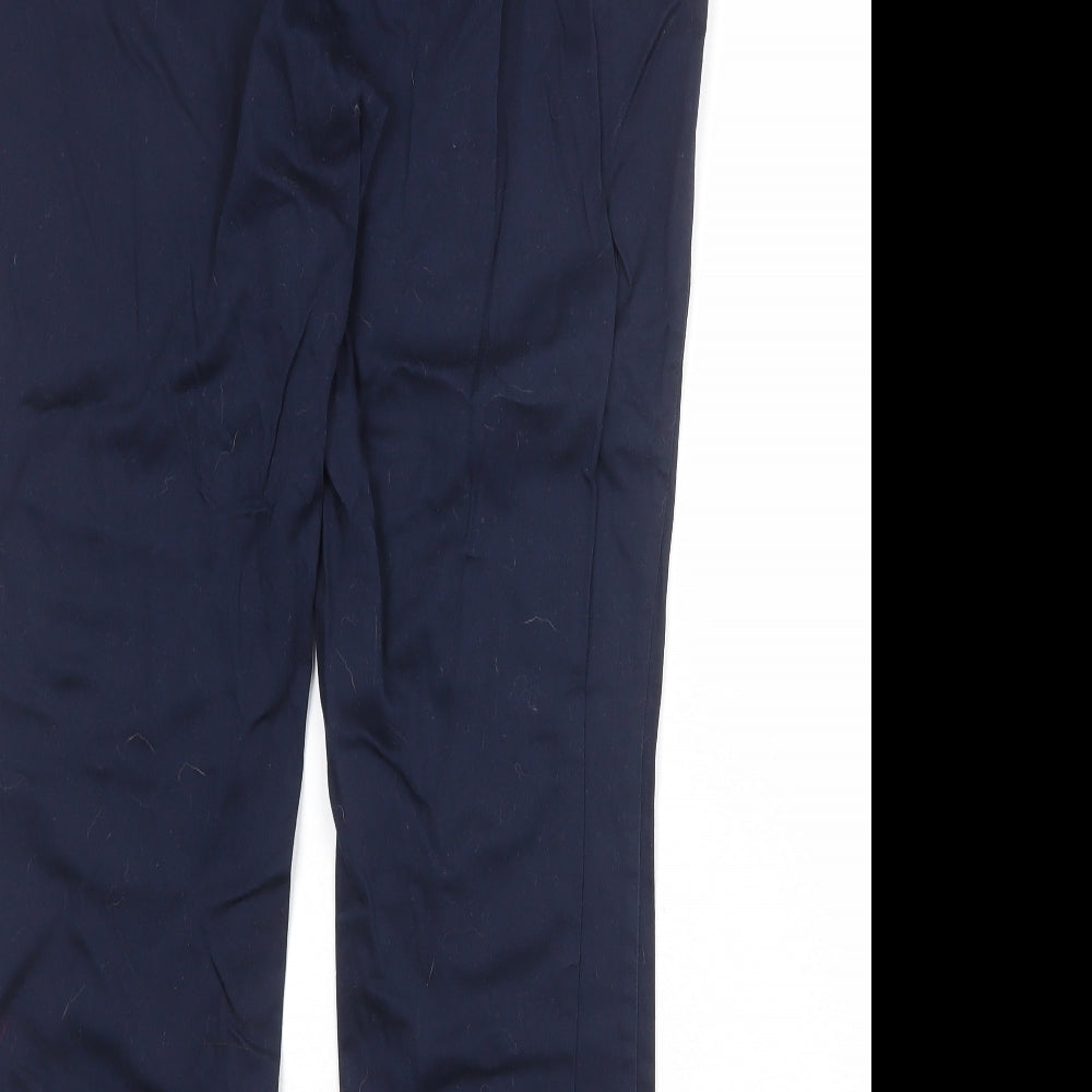 BHS Womens Blue Cotton Carrot Trousers Size 14 Regular Zip