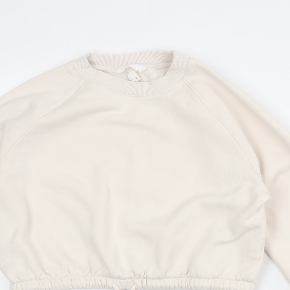 H&M Womens Beige Cotton Pullover Sweatshirt Size XS Pullover