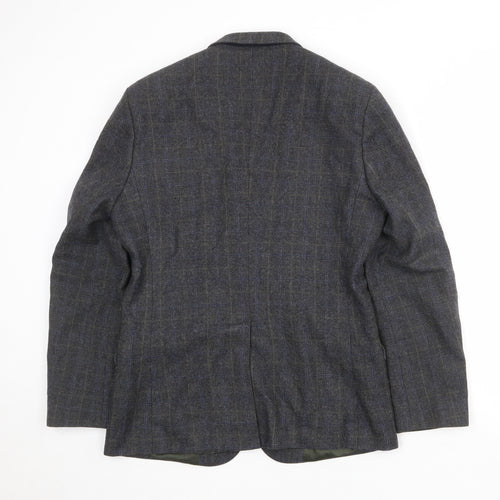 RJR.John Rocha Mens Grey Check Wool Jacket Blazer Size 38 Regular