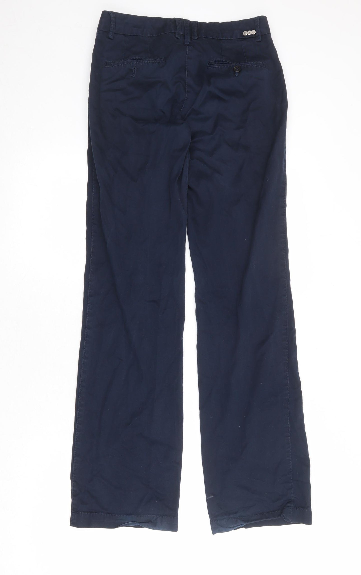 Mango Womens Blue Polyester Trousers Size 8 Regular Zip