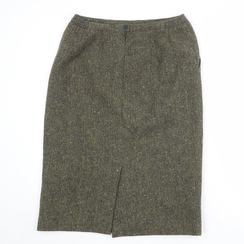 Brendella Womens Multicoloured Herringbone Wool A-Line Skirt Size 10 Zip