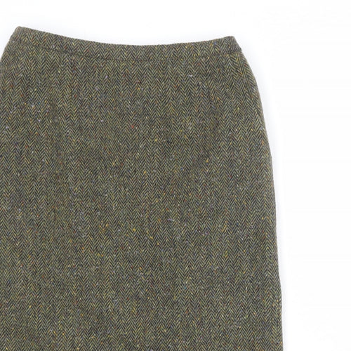 Brendella Womens Multicoloured Herringbone Wool A-Line Skirt Size 10 Zip