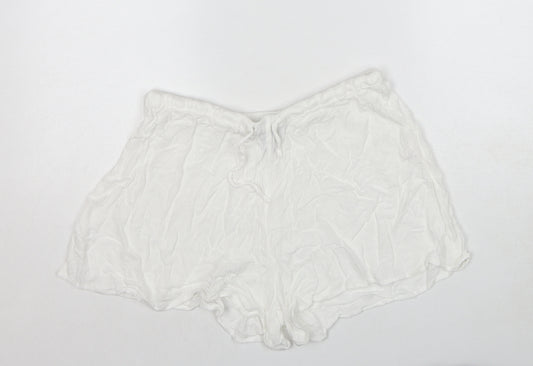 New Look Womens White Viscose Basic Shorts Size M Regular Drawstring