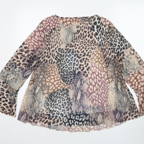 Wallis Womens Multicoloured Geometric Polyester Basic Blouse Size 16 Boat Neck - Leopard Print