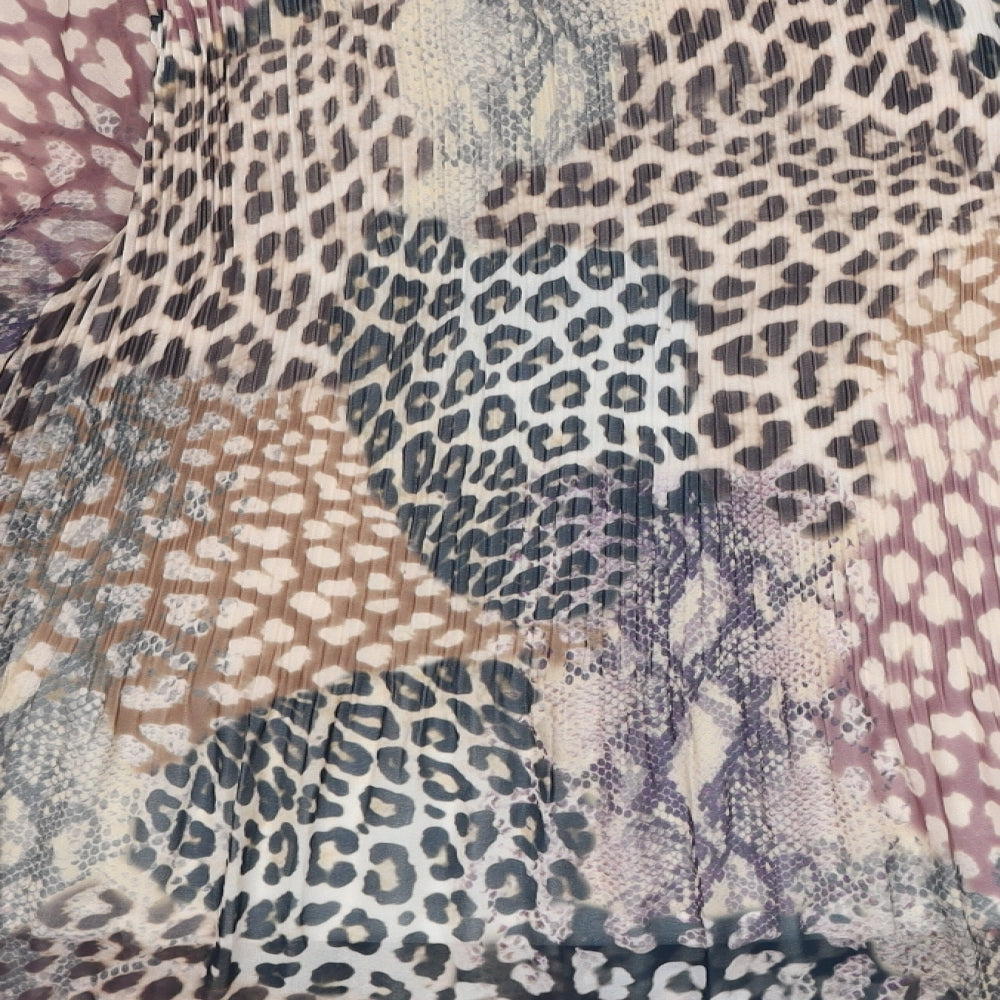 Wallis Womens Multicoloured Geometric Polyester Basic Blouse Size 16 Boat Neck - Leopard Print