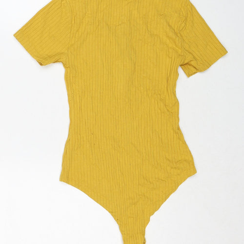 Select Womens Yellow Viscose Bodysuit One-Piece Size 8 Snap