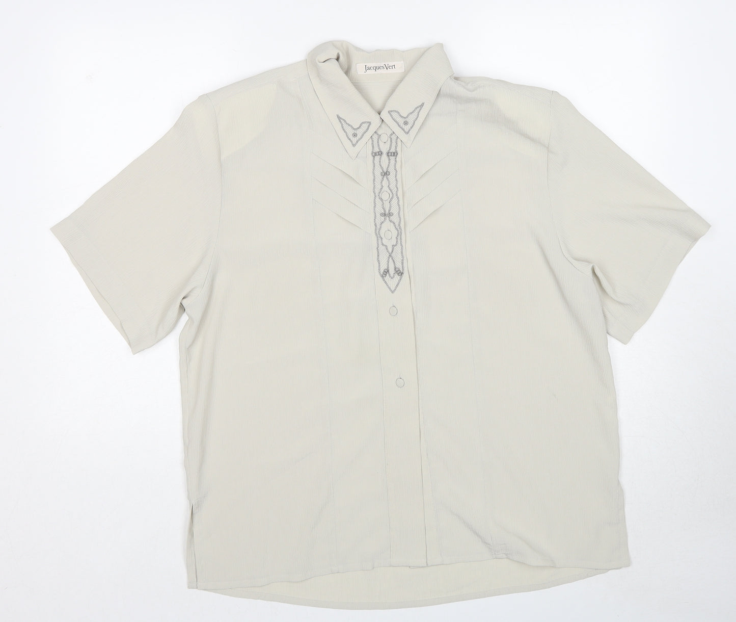 Jacques Vert Womens Beige Polyester Basic Button-Up Size 16 Collared