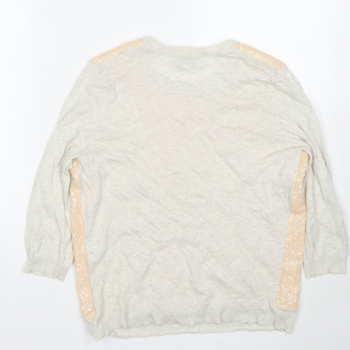 Wrap London Womens Beige Round Neck Cotton Pullover Jumper Size 14