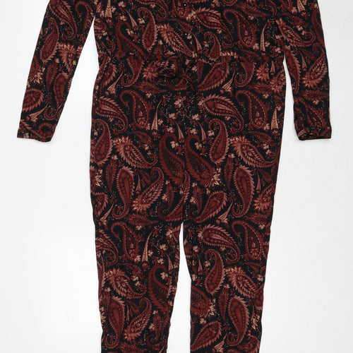 NEXT Womens Red Paisley Viscose Jumpsuit One-Piece Size 10 Button