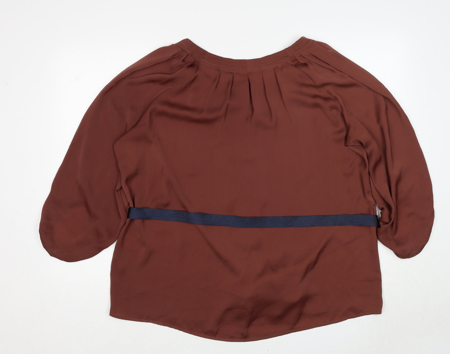 Debenhams Womens Brown Polyester Basic Blouse Size 16 Round Neck