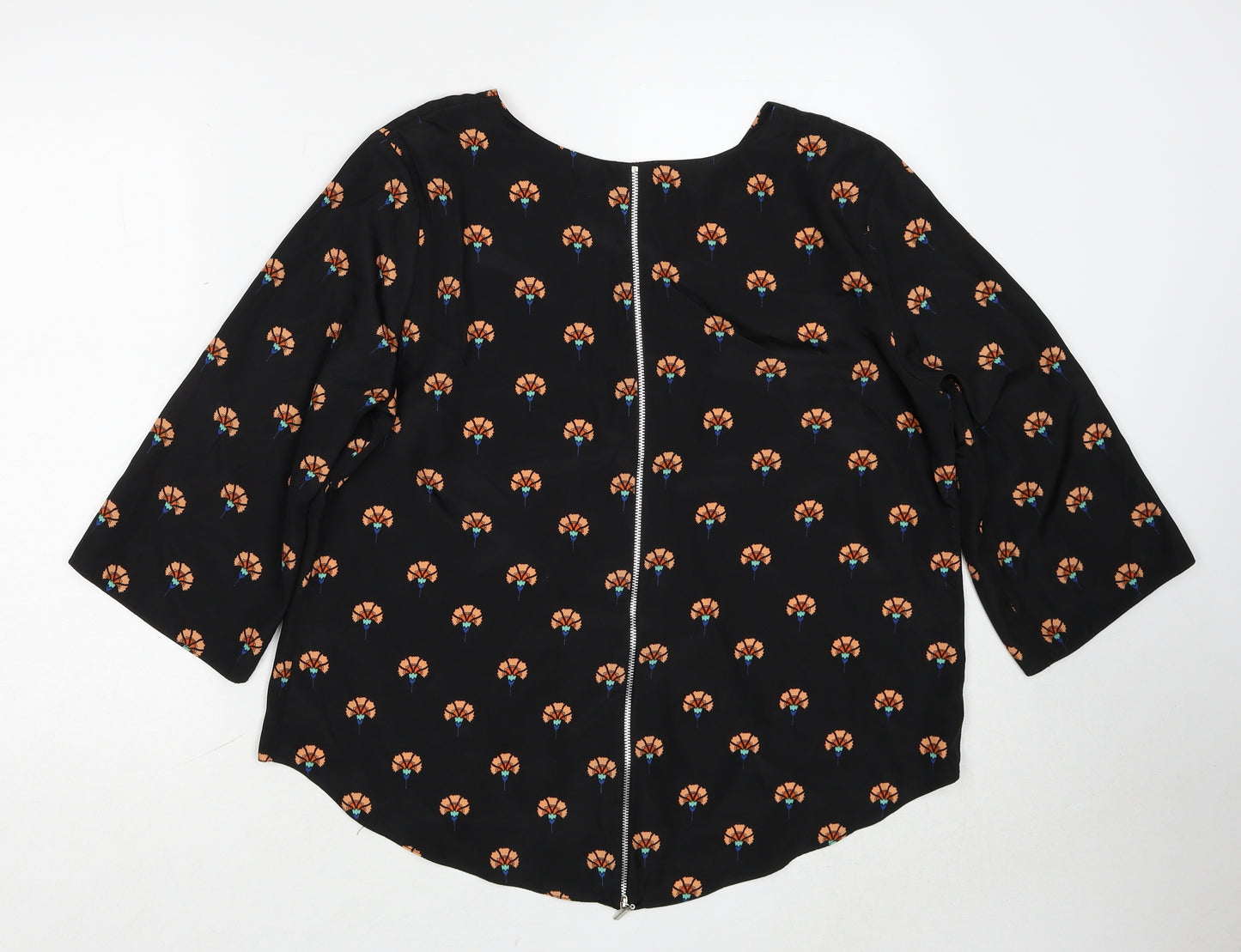 Dorothy Perkins Womens Black Geometric Polyester Basic Blouse Size 16 Round Neck