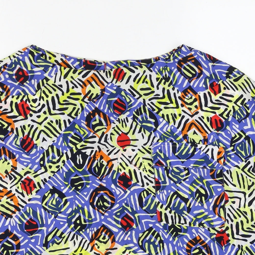 NEXT Womens Multicoloured Geometric Polyester Basic Blouse Size 16 Round Neck
