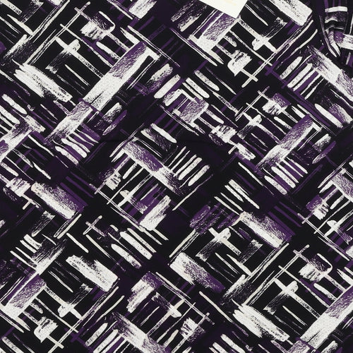 Nougat Womens Purple Geometric Polyester Basic Blouse Size S Round Neck