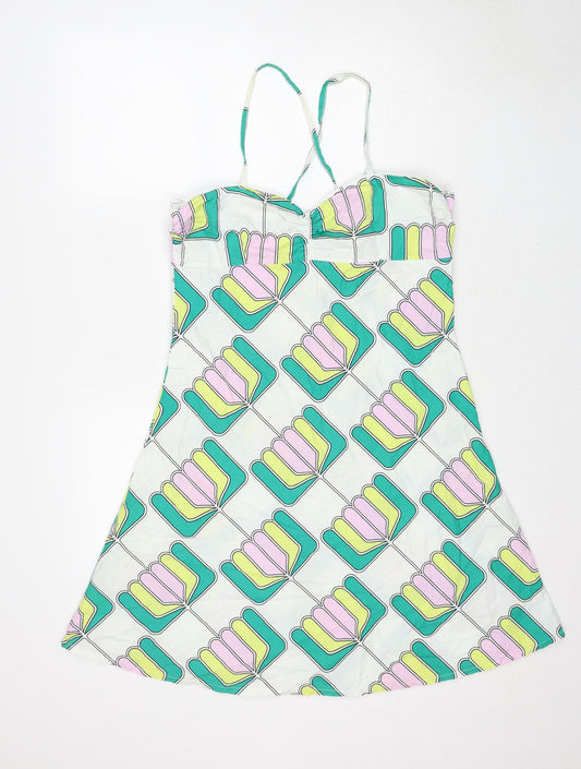 Motel Womens Multicoloured Geometric Cotton Slip Dress Size L Sweetheart Pullover