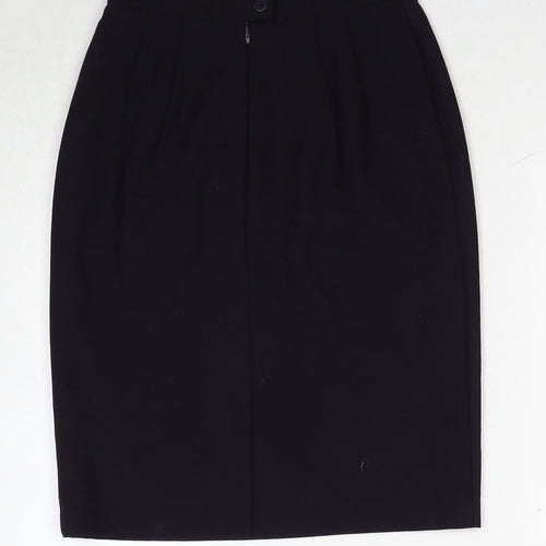 Marks and Spencer Womens Black Wool A-Line Skirt Size 10 Zip
