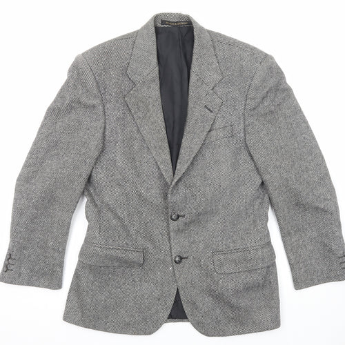 Marks and Spencer Mens Grey Striped Wool Jacket Blazer Size 36 Regular