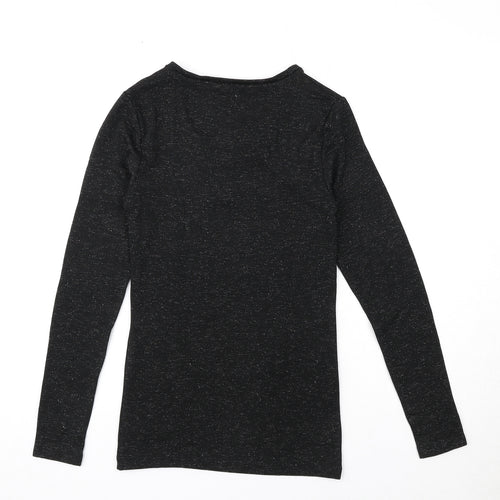Heatgen Womens Black Acrylic Basic T-Shirt Size 10 Round Neck