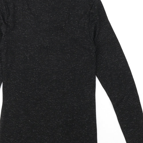 Heatgen Womens Black Acrylic Basic T-Shirt Size 10 Round Neck