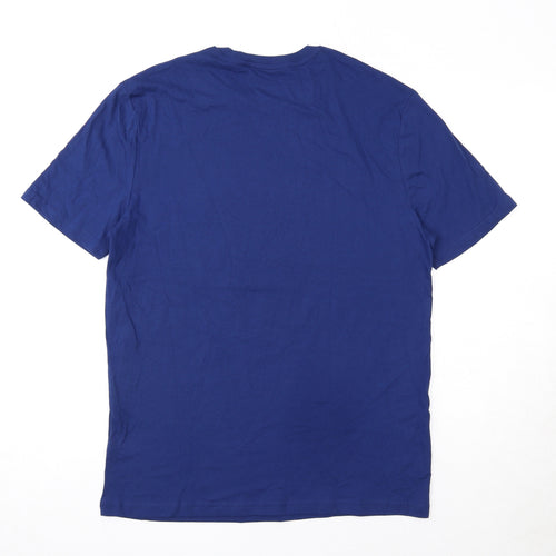 Marks and Spencer Mens Blue Cotton T-Shirt Size S Round Neck - Father Christmas HoHoHo