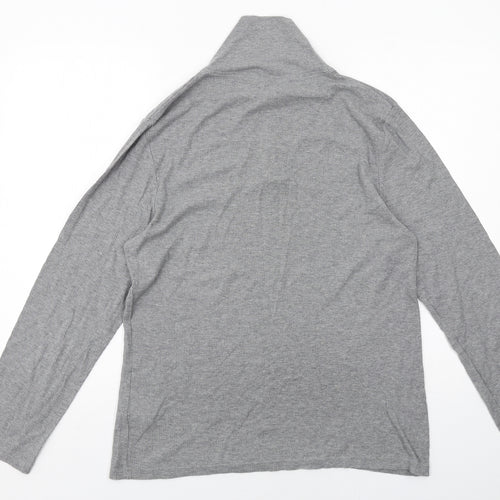 Topman Mens Grey V-Neck Cotton Pullover Jumper Size L Long Sleeve