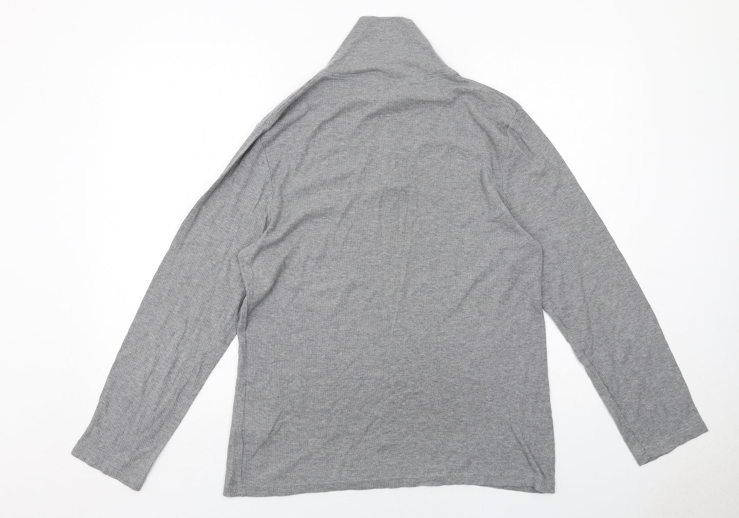 Topman Mens Grey V-Neck Cotton Pullover Jumper Size L Long Sleeve