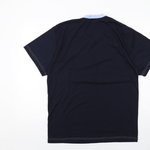 BHS Mens Blue Polyester T-Shirt Size M V-Neck