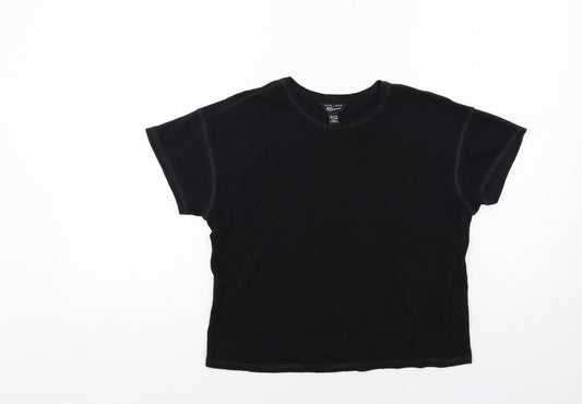 New Look Girls Black Cotton Basic T-Shirt Size 12-13 Years Round Neck Pullover