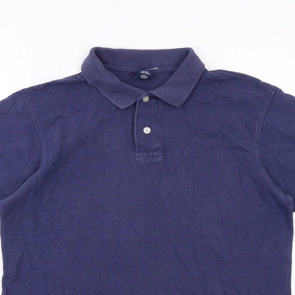 Gap Boys Blue Cotton Basic Polo Size 12-13 Years Collared Button