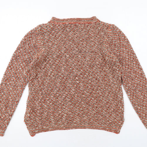 Per Una Womens Orange Boat Neck Cotton Pullover Jumper Size 12