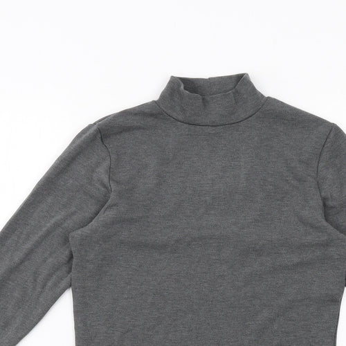 Marks and Spencer Womens Grey Acrylic Basic T-Shirt Size 10 High Neck