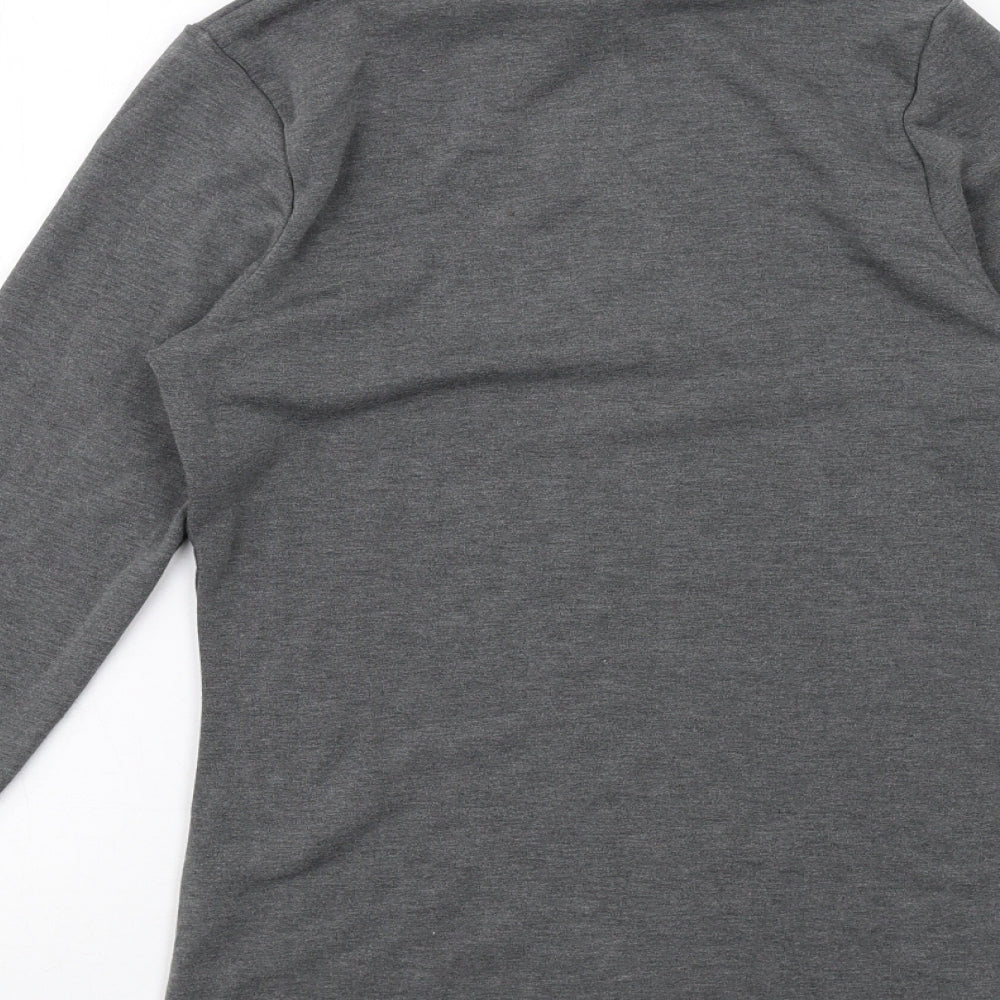 Marks and Spencer Womens Grey Acrylic Basic T-Shirt Size 10 High Neck