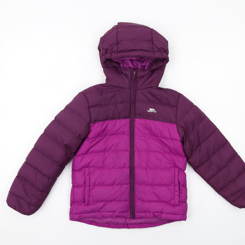 Trespass Girls Purple Puffer Jacket Jacket Size 5-6 Years Zip