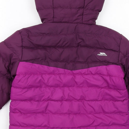 Trespass Girls Purple Puffer Jacket Jacket Size 5-6 Years Zip